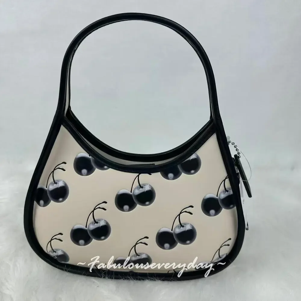 Coach Ergo Cherry Bag in Coachtopia Leather Black/Cloud Multi CL754 NWT